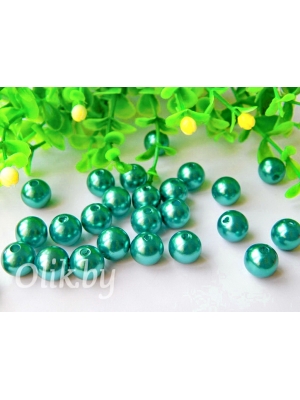Бусина круглая, 8мм, морской зеленый, 10г (примерно 40 шт)