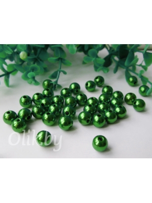 Бусина круглая, 8мм, зеленый, 10г (примерно 40 шт)