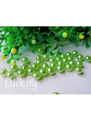 Бусина круглая, 8мм, салатовый, 10 г (примерно 40 шт)