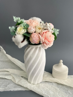 Ваза из керамики (8518D), 19*6см, белый, 1шт