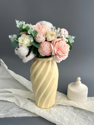 Ваза из керамики (8518D), 19*6см, кремовый, 1шт