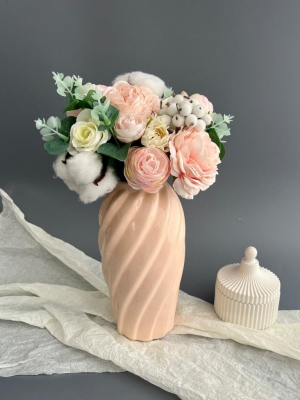 Ваза из керамики (8518D), 19*6см, розовый, 1шт