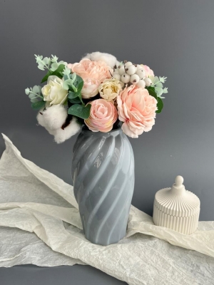 Ваза из керамики (8518D), 19*6см, серый, 1шт