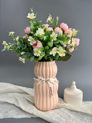 Ваза из керамики, 18*7см, розовый, 1шт