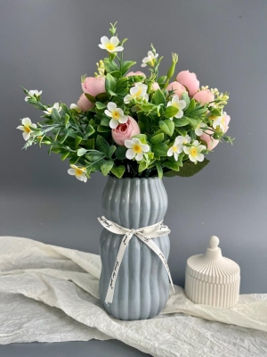 Ваза из керамики, 18*7см, серый, 1шт