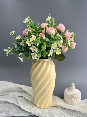 Ваза из керамики С, 22*7см, розовый, 1шт