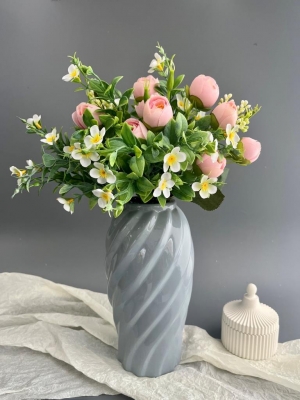 Ваза из керамики С, 22*7см, серый, 1шт