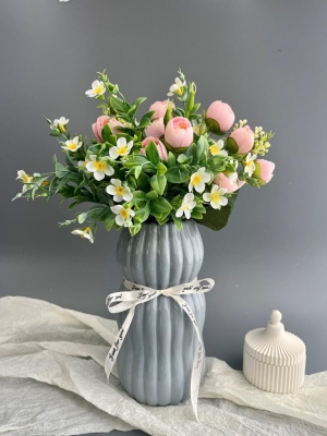 Ваза из керамики, 22*8,5см, серый, 1шт