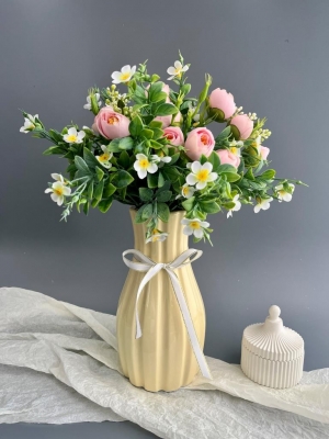 Ваза из керамики, 22*8см, кремовый, 1шт