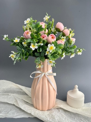 Ваза из керамики, 22*8см, розовый, 1шт