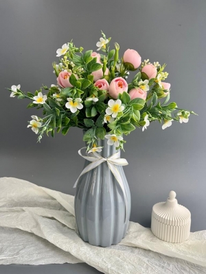 Ваза из керамики, 22*8см, серый, 1шт