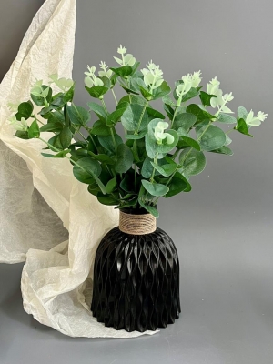 Ваза пластиковая для цветов (h-15см, d-12см) черный