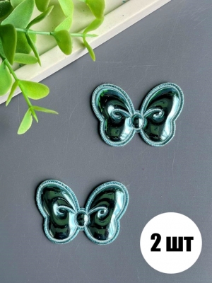 Патч 3D, глянец "Бантик" 4*2,5 см, голубой, 2 шт