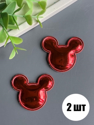 Патч 3D, глянец "Микки Маус" 4*3,5 см, красный, 2 шт