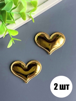 Патч 3D, глянец "Сердце" 3,6*3 см, золото, 2 шт