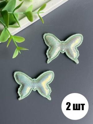 Патч кожзам 3D "Бабочка" 4*3 см, мятный, 2 шт