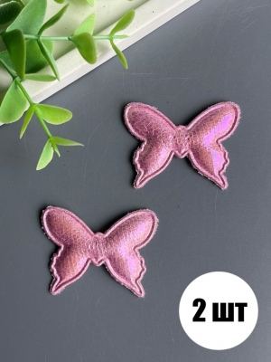 Патч кожзам 3D "Бабочка" 4*3 см, розовый, 2 шт