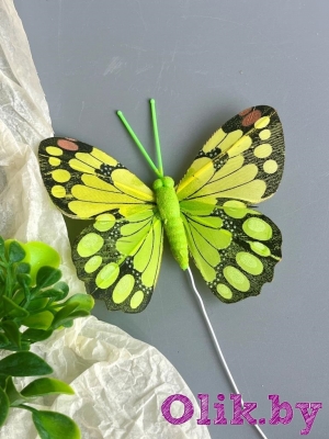 Бабочка 7,5 см, зеленый, 1шт