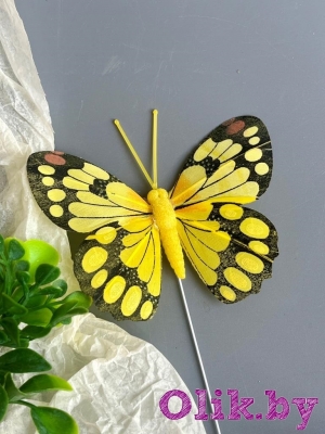 Бабочка 7,5 см, желтый, 1шт