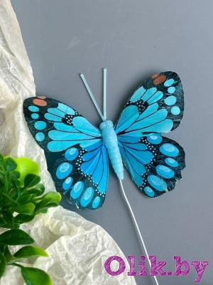 Бабочка 7,5 см, голубой, 1шт