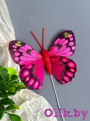 Бабочка 7,5 см, розовый, 1шт