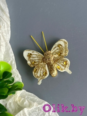 Бабочка 4 см на прищепке, желтый, 1шт