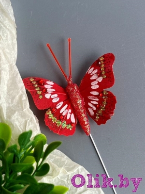 Бабочка 4,5 см, красный, 1шт