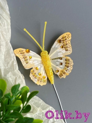 Бабочка 4,5 см, желтый, 1шт