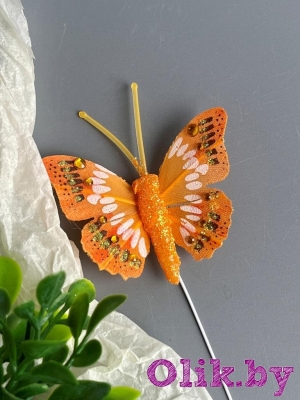 Бабочка 4,5 см, оранжевый, 1шт