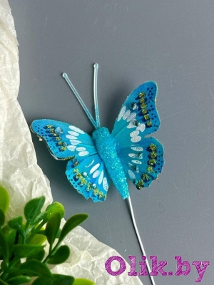 Бабочка 4,5 см, голубой, 1шт