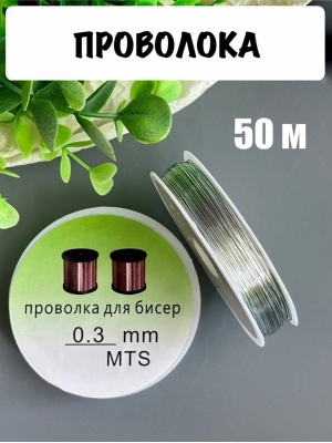 Проволока 0,3 мм, катушка 50 м, серебро