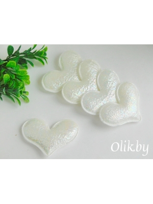 Патч с переливом "Сердечко" 5*4 см, белый