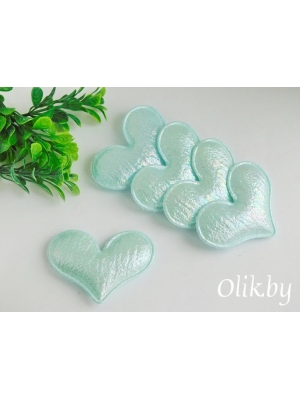 Патч с переливом "Сердечко" 5*4 см, аквамариновый