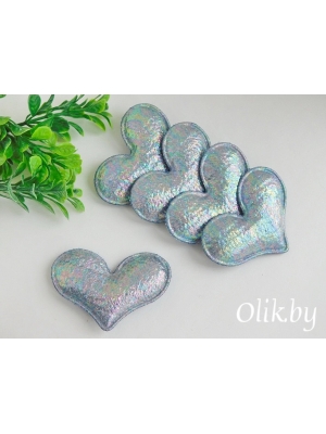 Патч с переливом "Сердечко" 5*4 см, серый