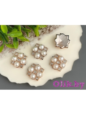 Кабошоны флоризель пластик 22*22 мм, золото, 10 шт