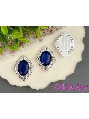 Серединка ювелирная 2,5*3,2 см, серебро/синий №5