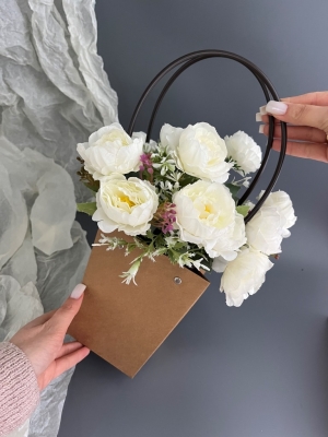 Пакет для цветов малый, размер 13,5х9,5х15см, цвет крафтовый