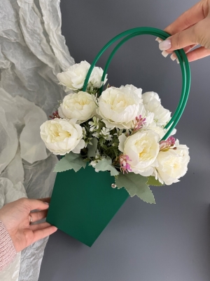 Пакет для цветов малый, размер 13,5х9,5х15см, цвет изумрудный