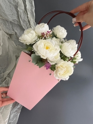 Пакет для цветов большой, размер 17х12х20см, цвет розовый