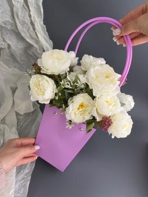 Пакет для цветов малый, размер 13,5х9,5х15см, цвет сиреневый