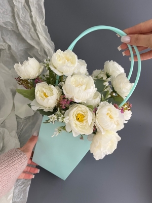 Пакет для цветов малый, размер 13,5х9,5х15см, цвет тиффани