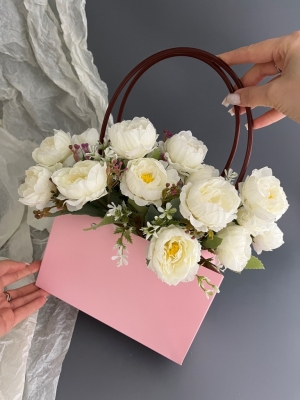 Пакет для цветов прямоугольный, размер 22х10х13см, цвет розовый