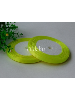 Лента атласная 0.6см, бобина 23 м, лимонный