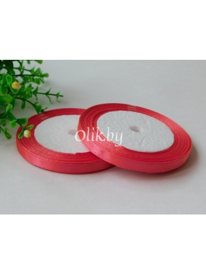 Лента атласная 0.6см, бобина 23 м, коралловый