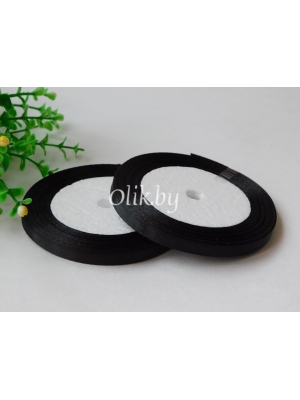 Лента атласная 0.6см, бобина 23 м, черный