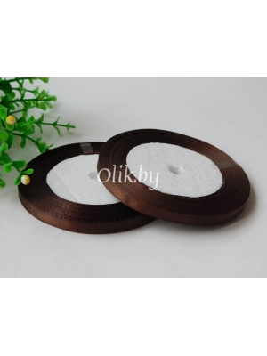 Лента атласная 0.6см, бобина 23 м, темно-коричневый