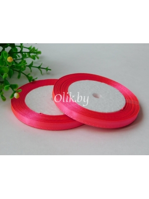 Лента атласная 0.6см, бобина 23 м, ярко-розовый