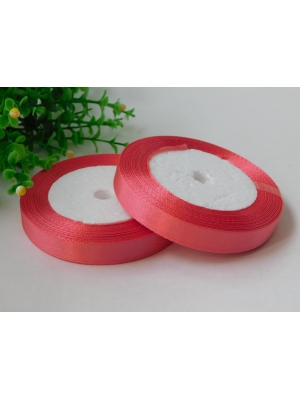 Лента атласная 1.2см, бобина 23 м, коралловый