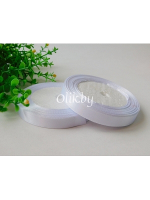 Лента атласная 1.2 см, белый , бобина 23 м