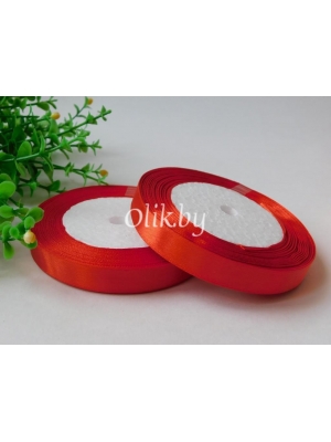 Лента атласная 1.2см, бобина 23 м, красный
